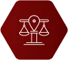 Scales of justice icon with location marker