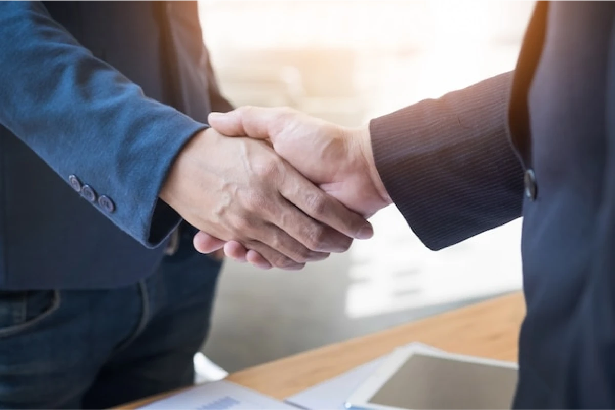 Business handshake agreement or partnership.